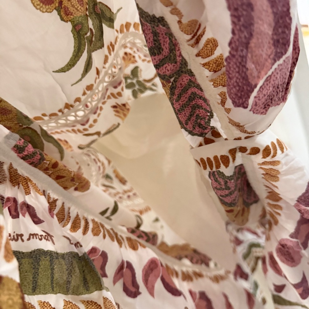Farm Rio Off-White Made In Brazil Embroidered Maxi Dress Beaded Tropical NWT L - Picture 10 of 11